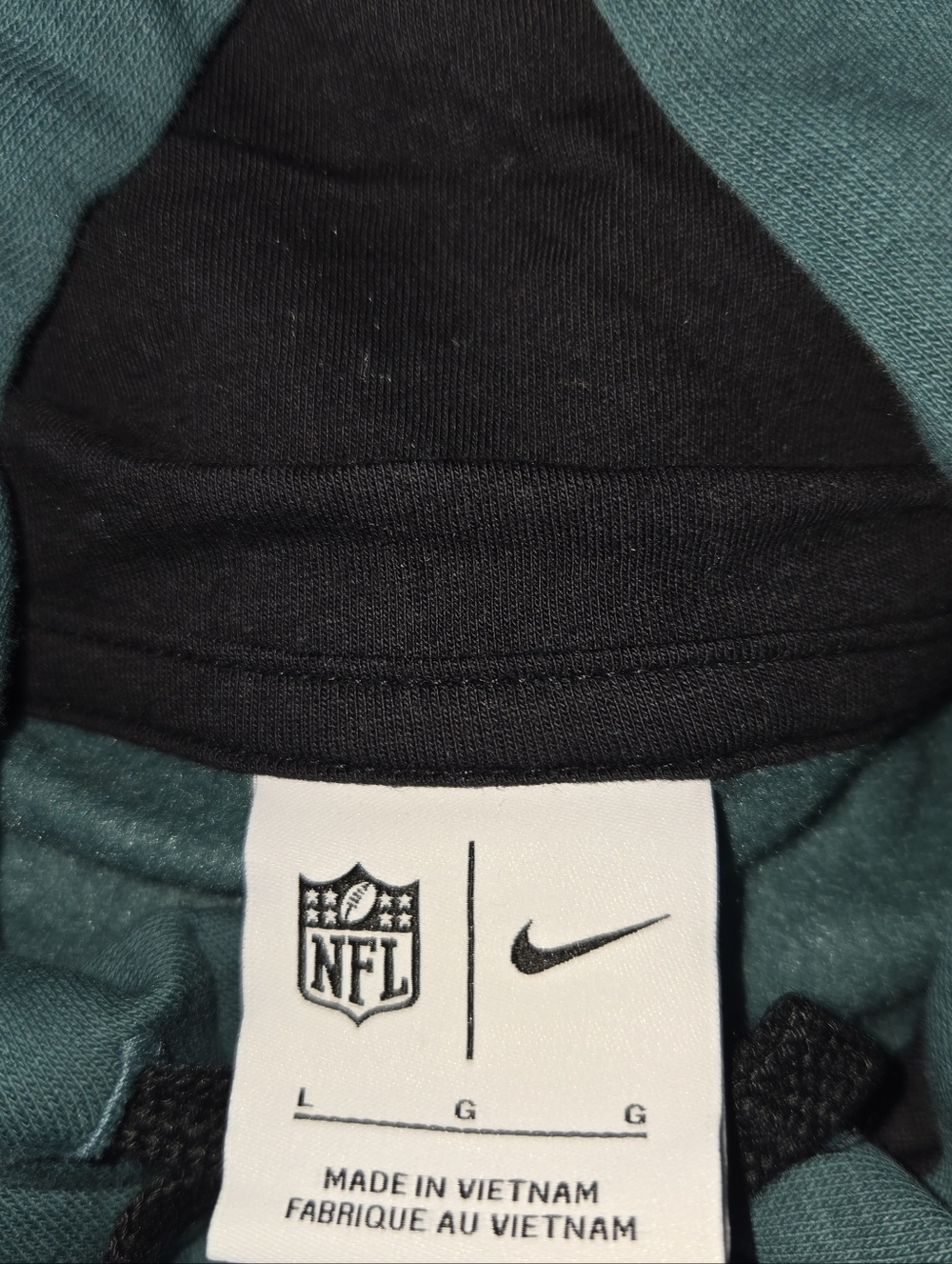 NWT NFL Nike Black and Green Eagles Zip Hooded Sweatshirt Mens Size L - Picture 9 of 10